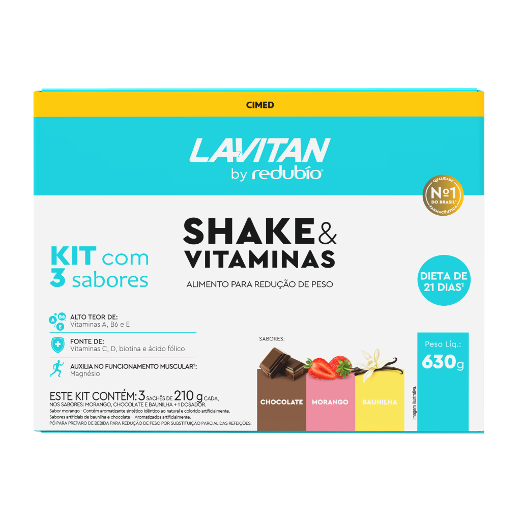 Kit Redubio Shake Dieta De 21 Dias Com 3 Sabores 630g